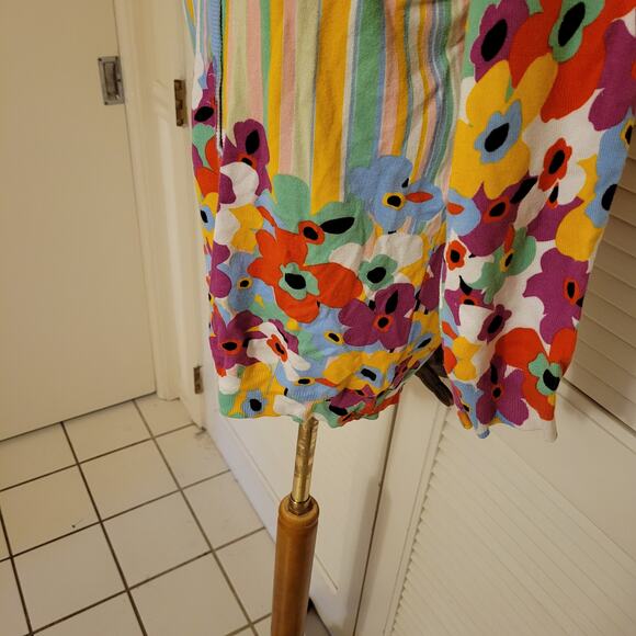 90s Floral Stripe Button Up Cardigan Joseph A Multicolor Large 3/4 Sleeve - Picture 6 of 8